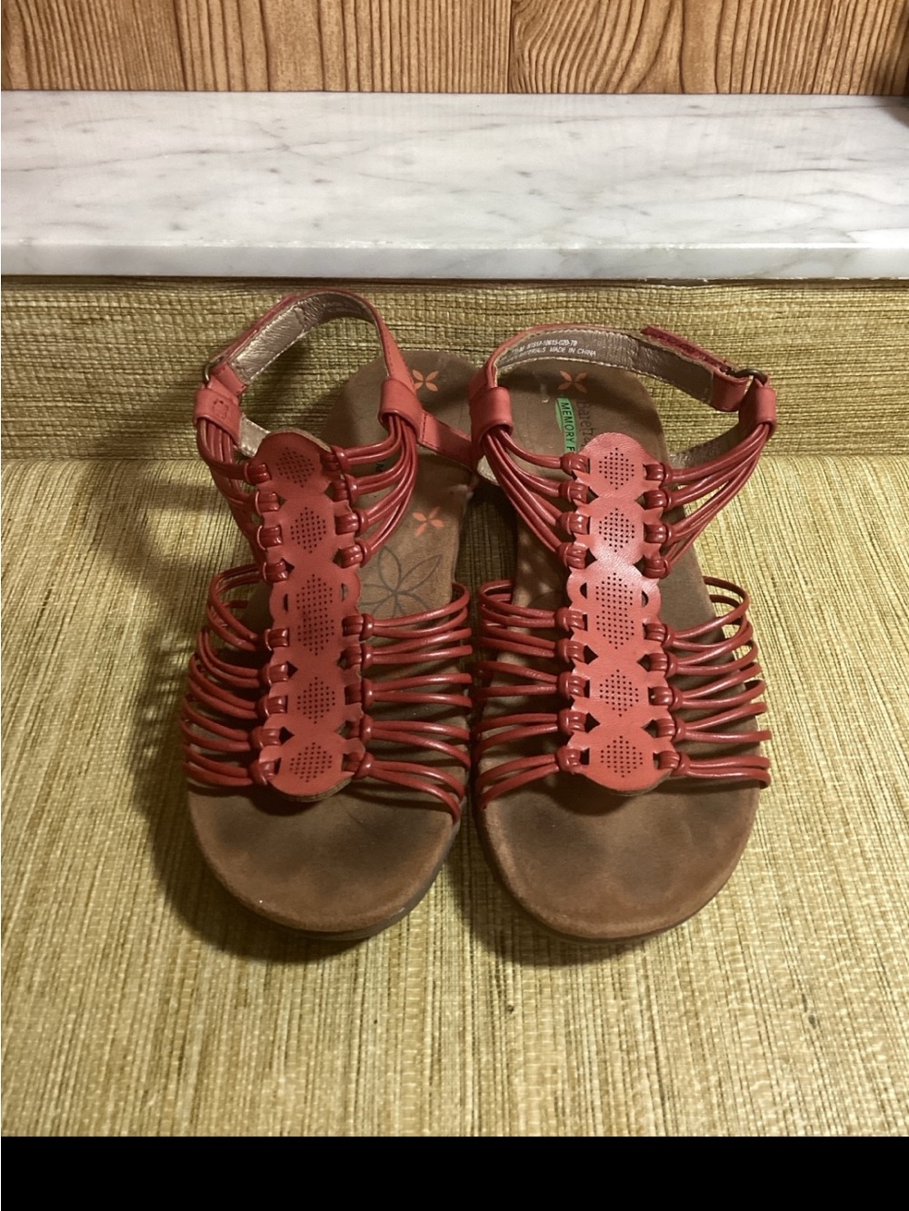 Bare Traps Women's Red Strappy Leather Sandals -